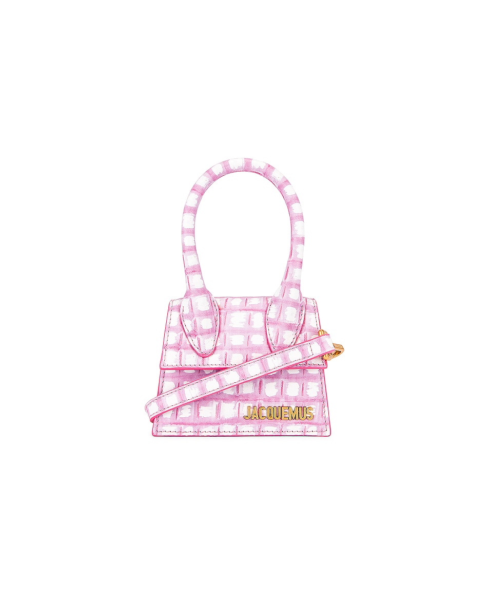Image 1 of JACQUEMUS Le Chiquito Bag in Print Pink Checked