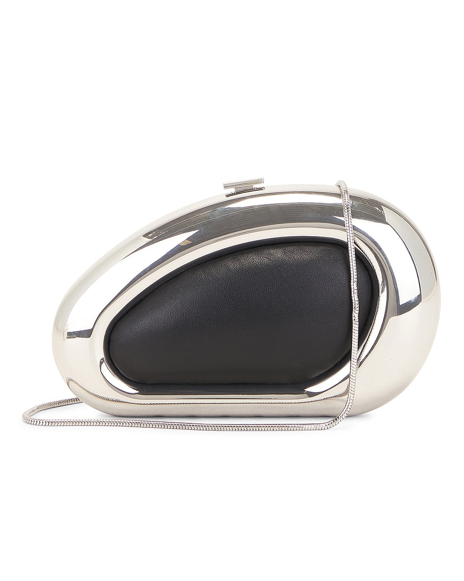 Image 1 of SIMKHAI Luna Oval Clutch in Black Silver