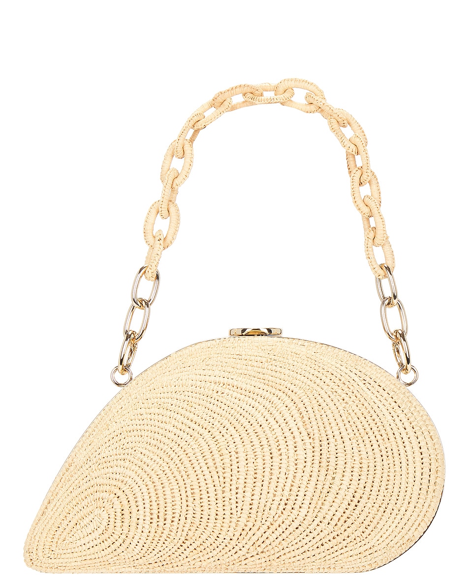 Image 1 of SIMKHAI Bridget Raffia Oyster Shell Clutch in Raffia