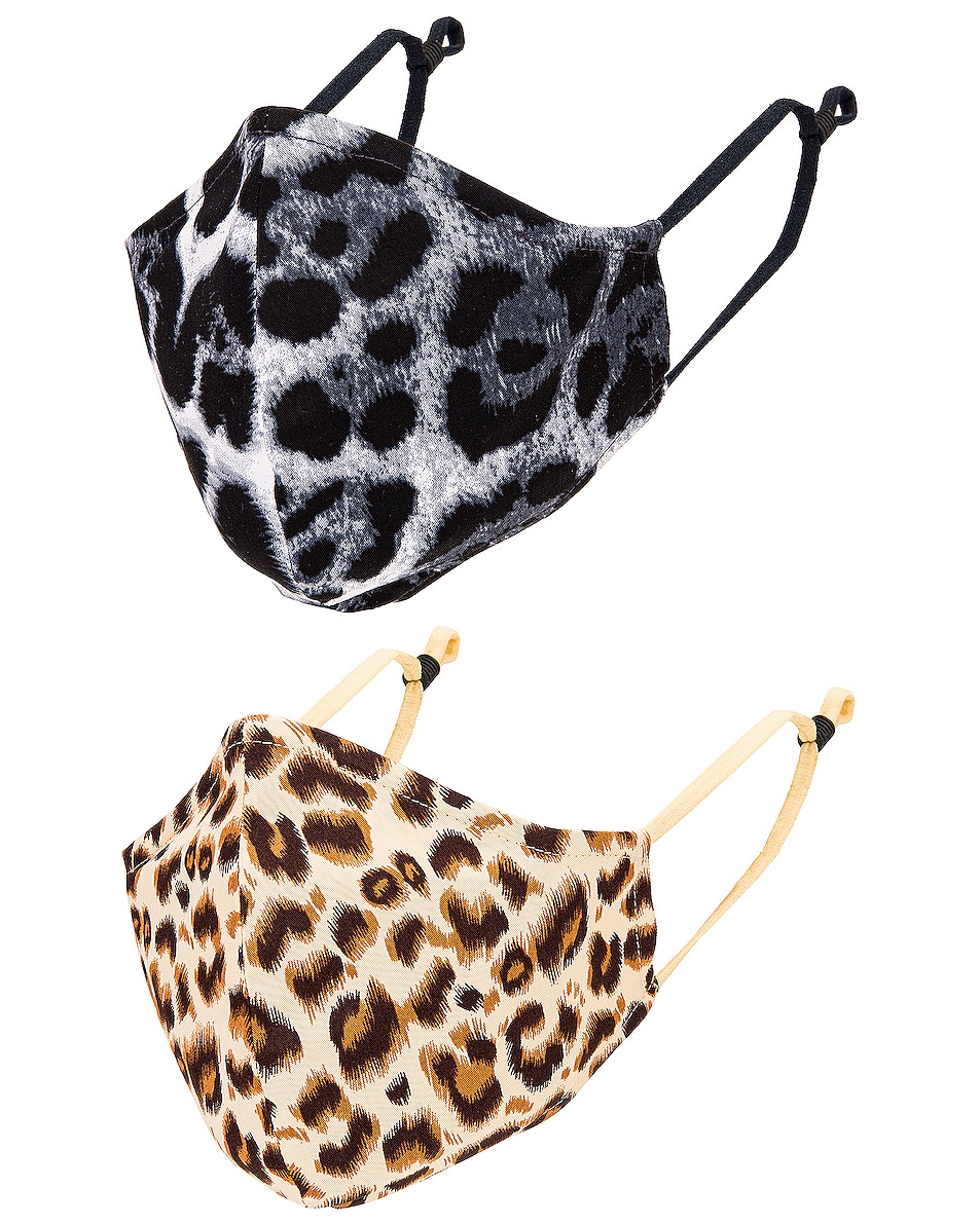SIMKHAI 2 Pack Printed Cloth Masks in Cheetah FWRD