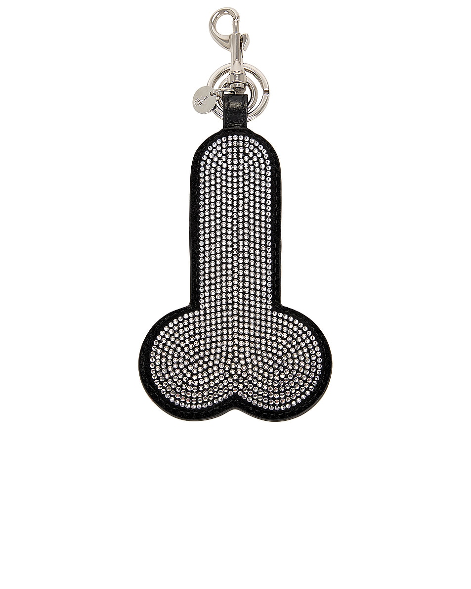 Image 1 of JW Anderson Crystal Penis Keyring in Black