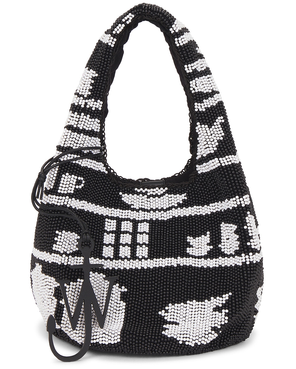 Image 1 of JW Anderson Mini Beaded Shopper in Black & White