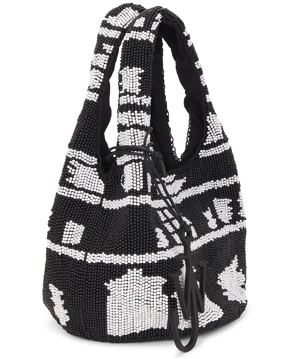 Image 4 of JW Anderson Mini Beaded Shopper in Black & White