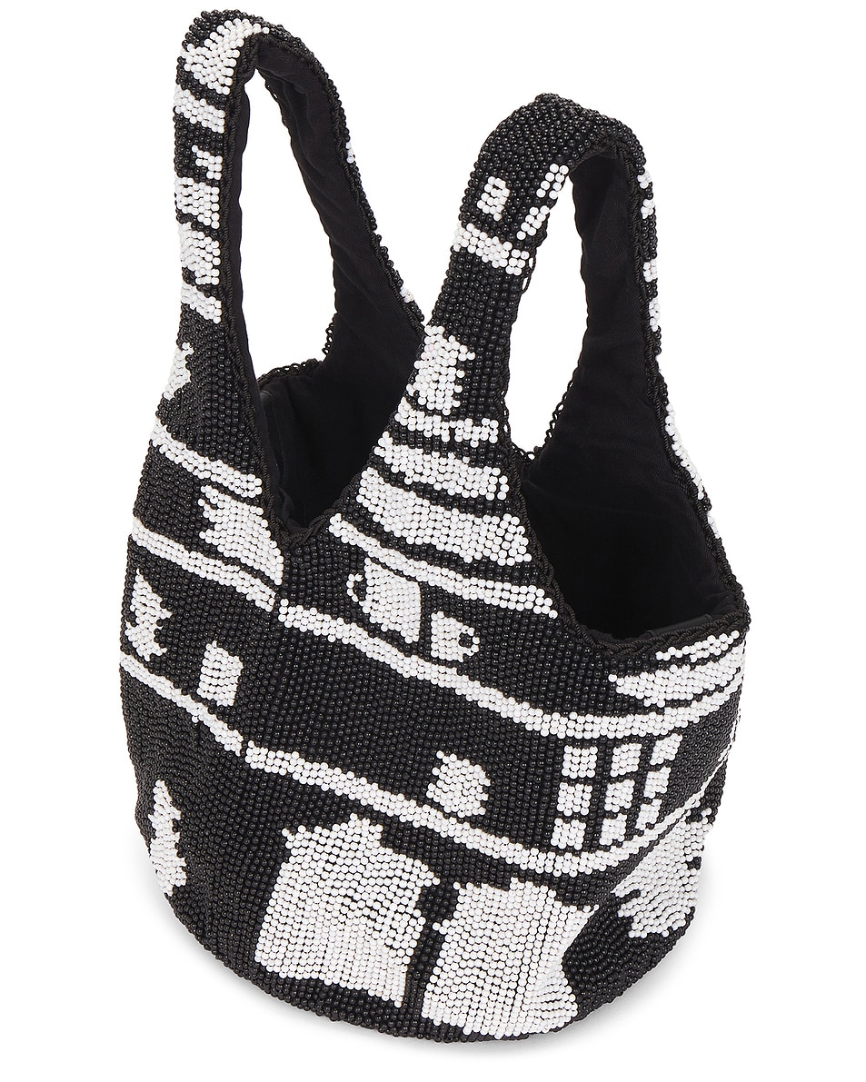 Image 5 of JW Anderson Mini Beaded Shopper in Black & White