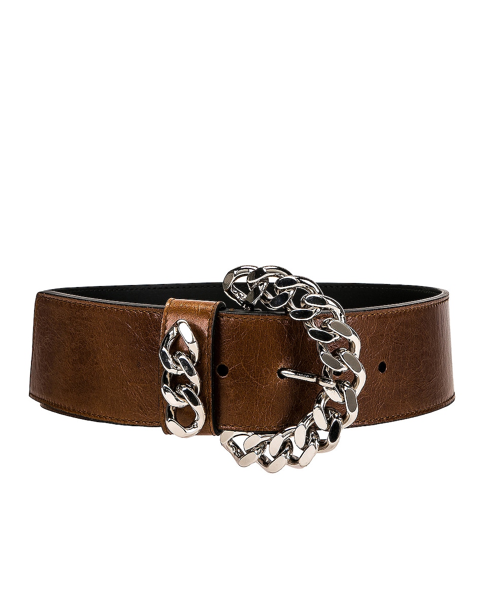 Image 1 of KATE CATE Chainy Palladium Belt in Brown