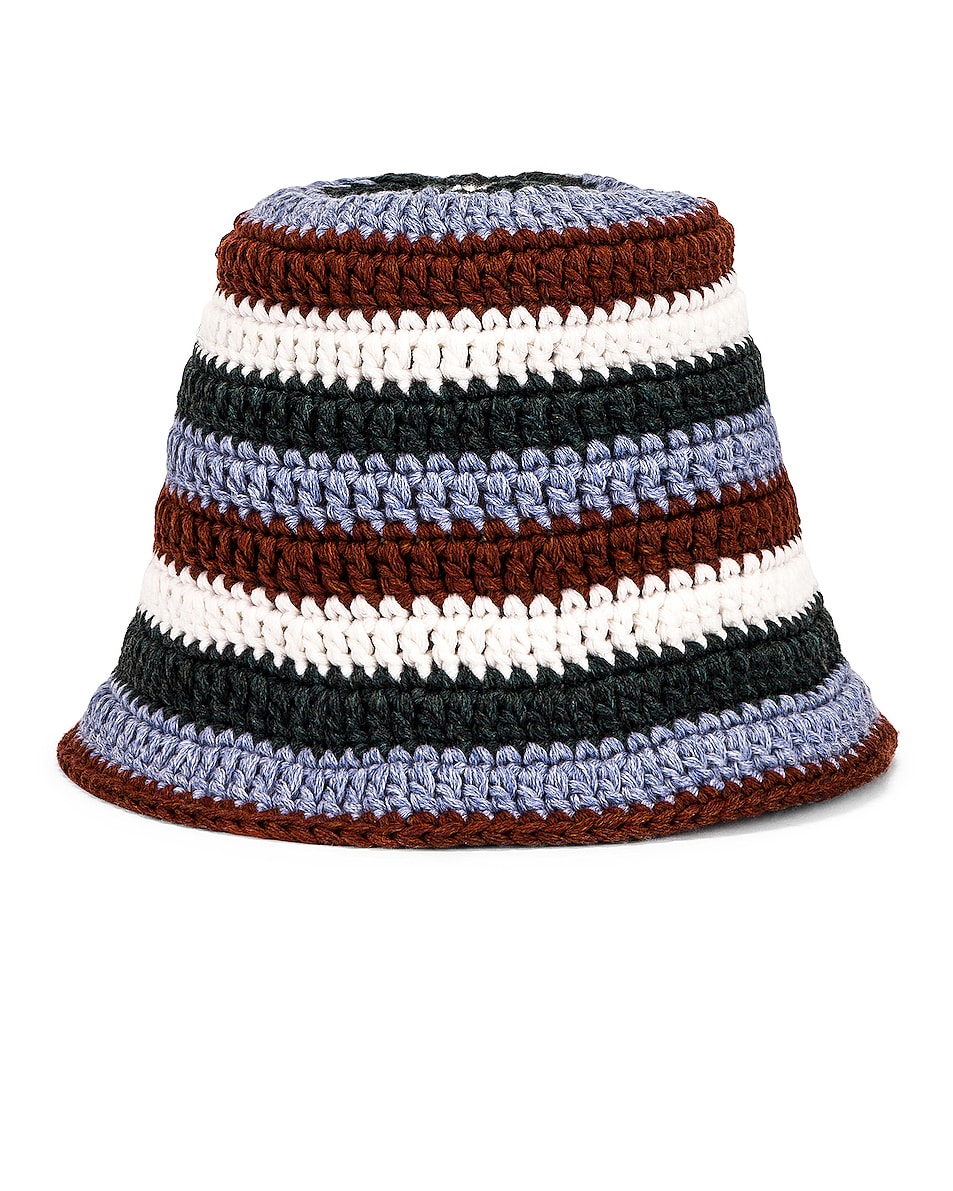 Image 1 of KHAITE Kam Bucket Hat in Multicolor Stripe