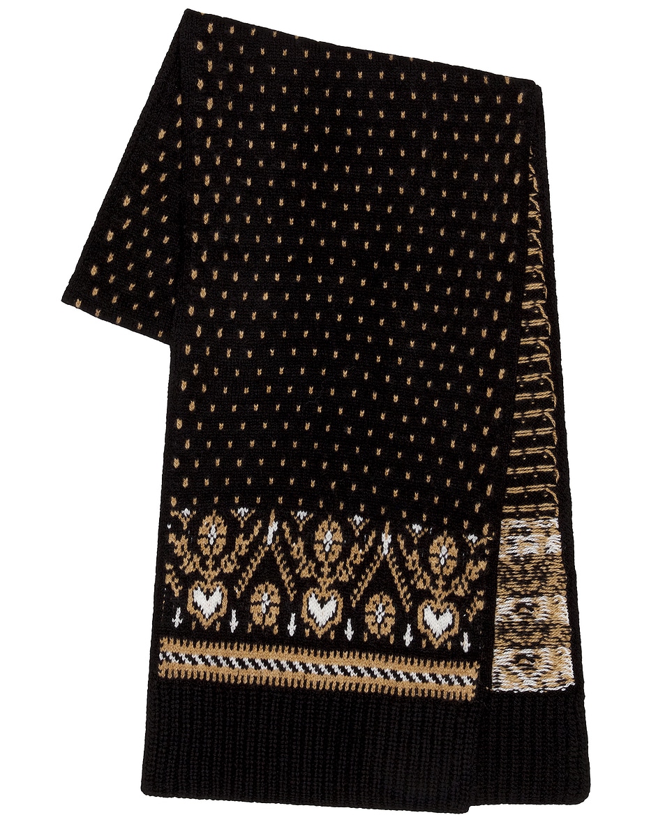 Image 1 of KHAITE Lucerne Scarf in Black & Camel Multi