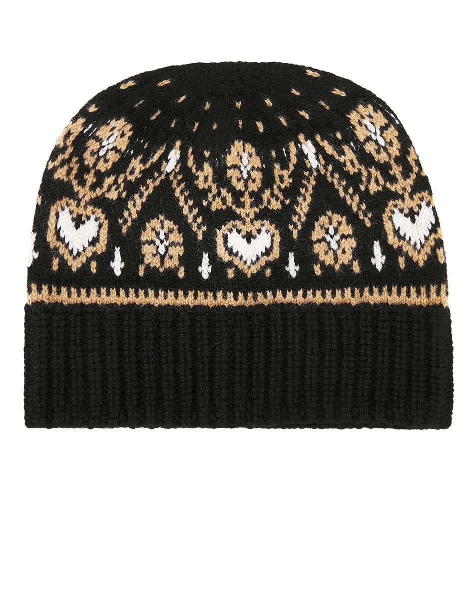 Image 1 of KHAITE Avers Beanie in Black & Camel Multi