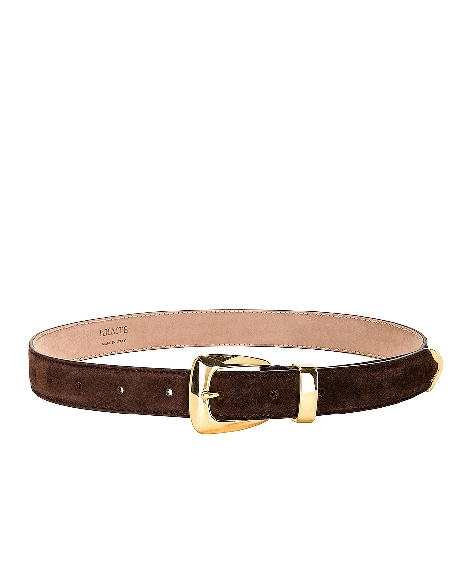 Image 1 of KHAITE Gold Buckle Benny Belt in Coffee