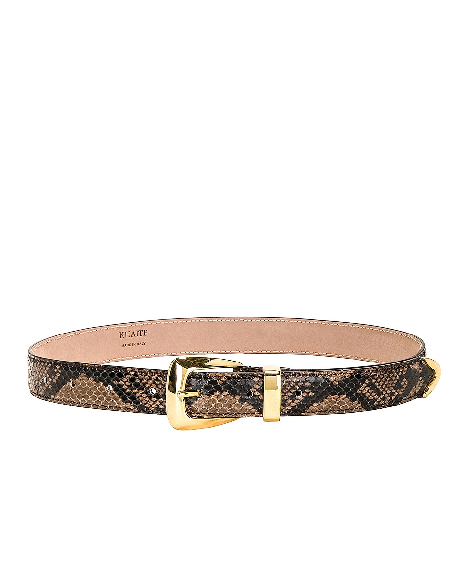 Image 1 of KHAITE Gold Buckle Benny Belt in Coffee