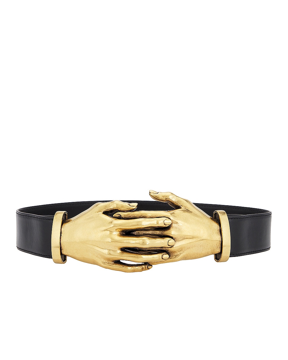 Image 1 of KHAITE Hand Belt in Black & Antique Gold