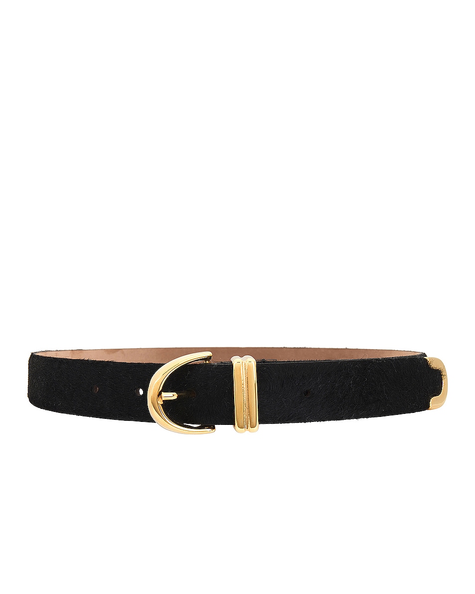 Image 1 of KHAITE Bambi Skinny Gold Hardware Belt in Black