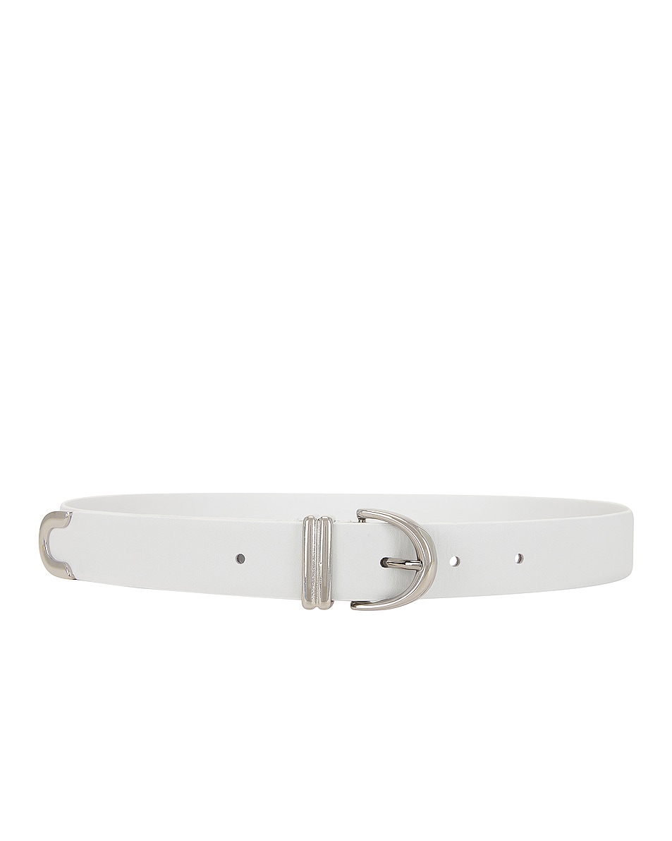 Image 1 of KHAITE Bambi Skinny Silver Hardware Belt in Optic White