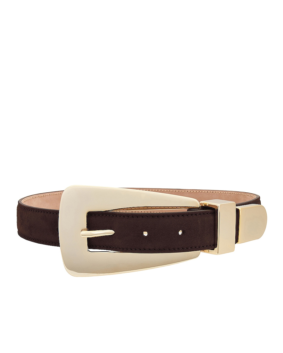 Image 1 of KHAITE Lucca 30mm Gold Buckle Belt in Coffee