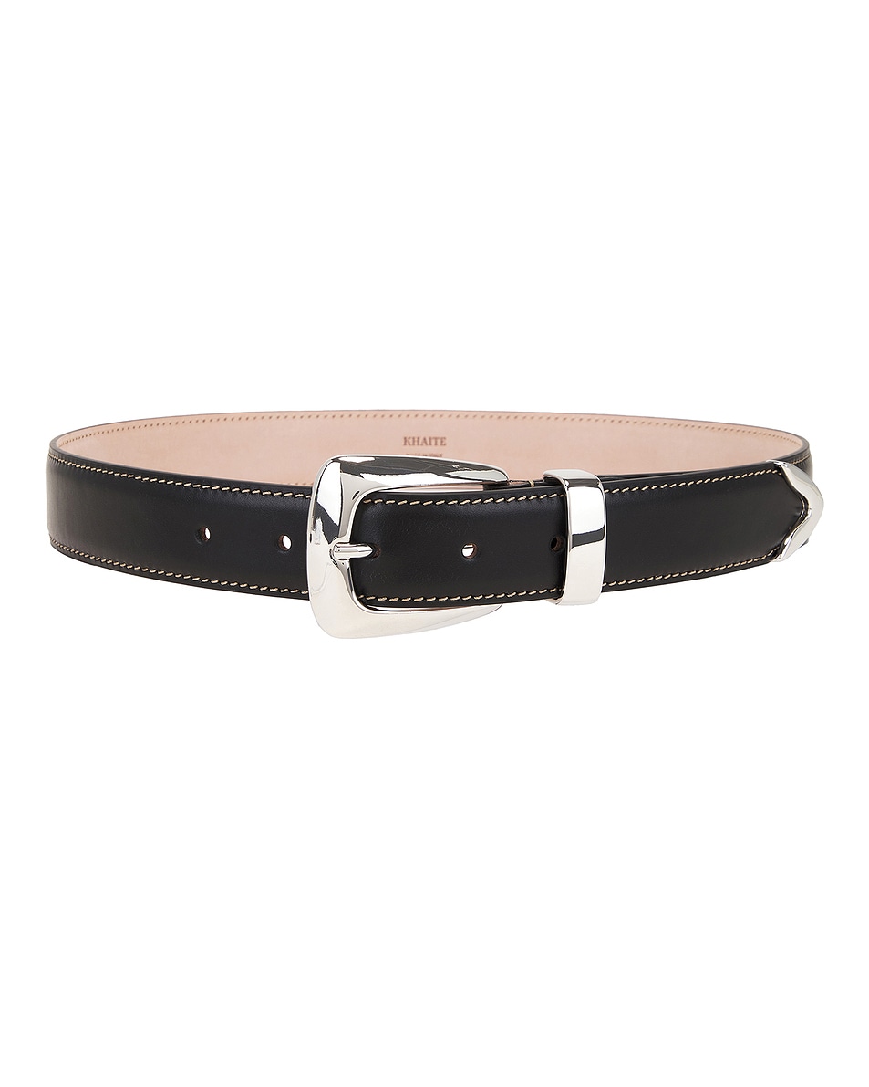 Image 1 of KHAITE Benny 30mm Belt in Dark Brown & Off White