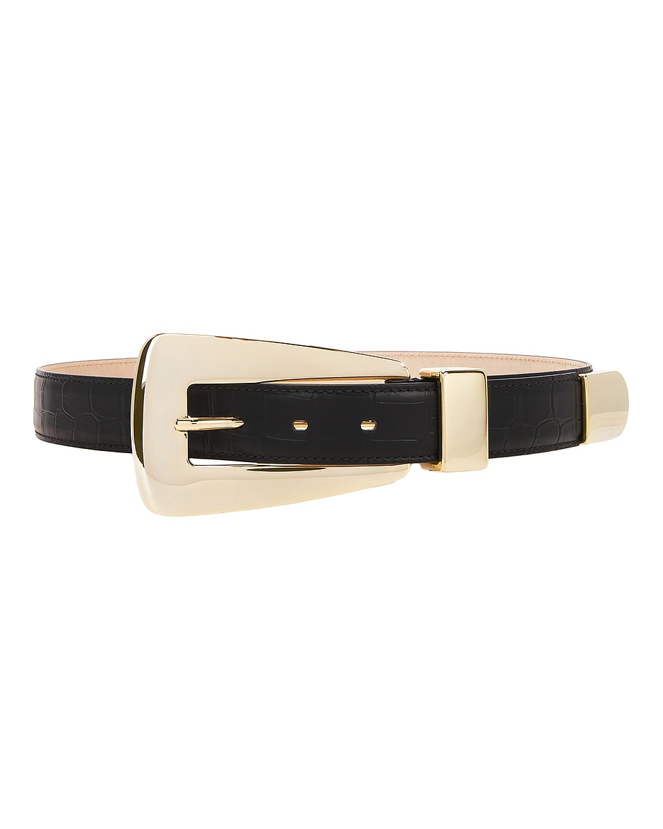 Image 1 of KHAITE Lucca 30mm Croc Embossed Belt in Black