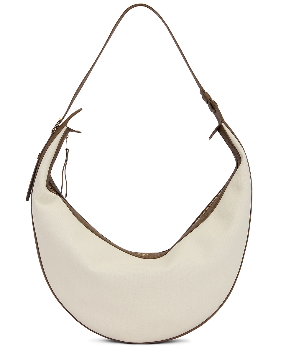 Image 1 of KHAITE Augustina Canvas Hobo Bag in Cream & Dark Olive