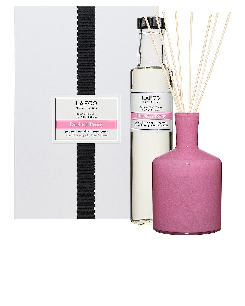 Image 1 of LAFCO New York Signature Reed Diffuser & Fill in Powder Room Duchess Peony