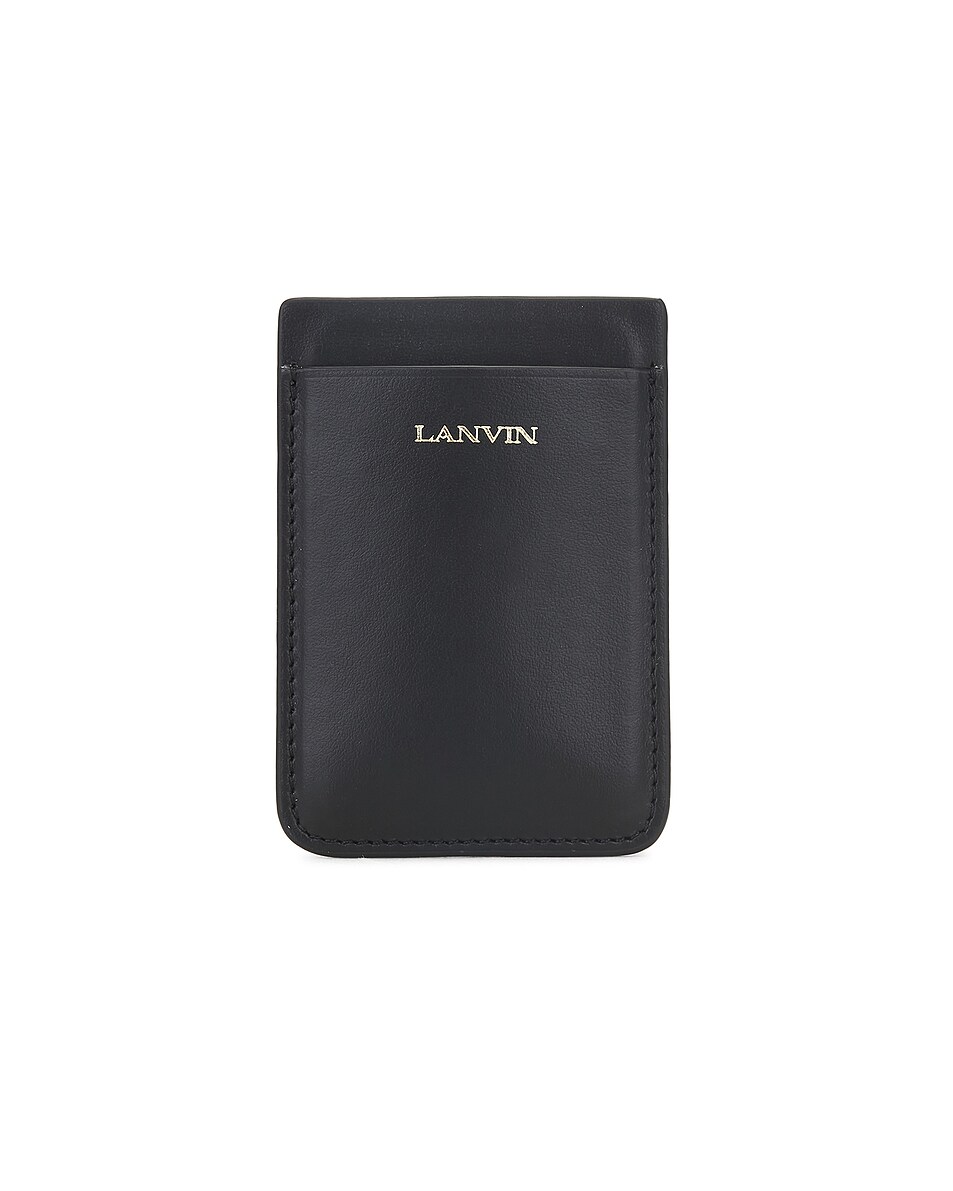 Image 1 of Lanvin Magnetic Phone Card Holder in Black