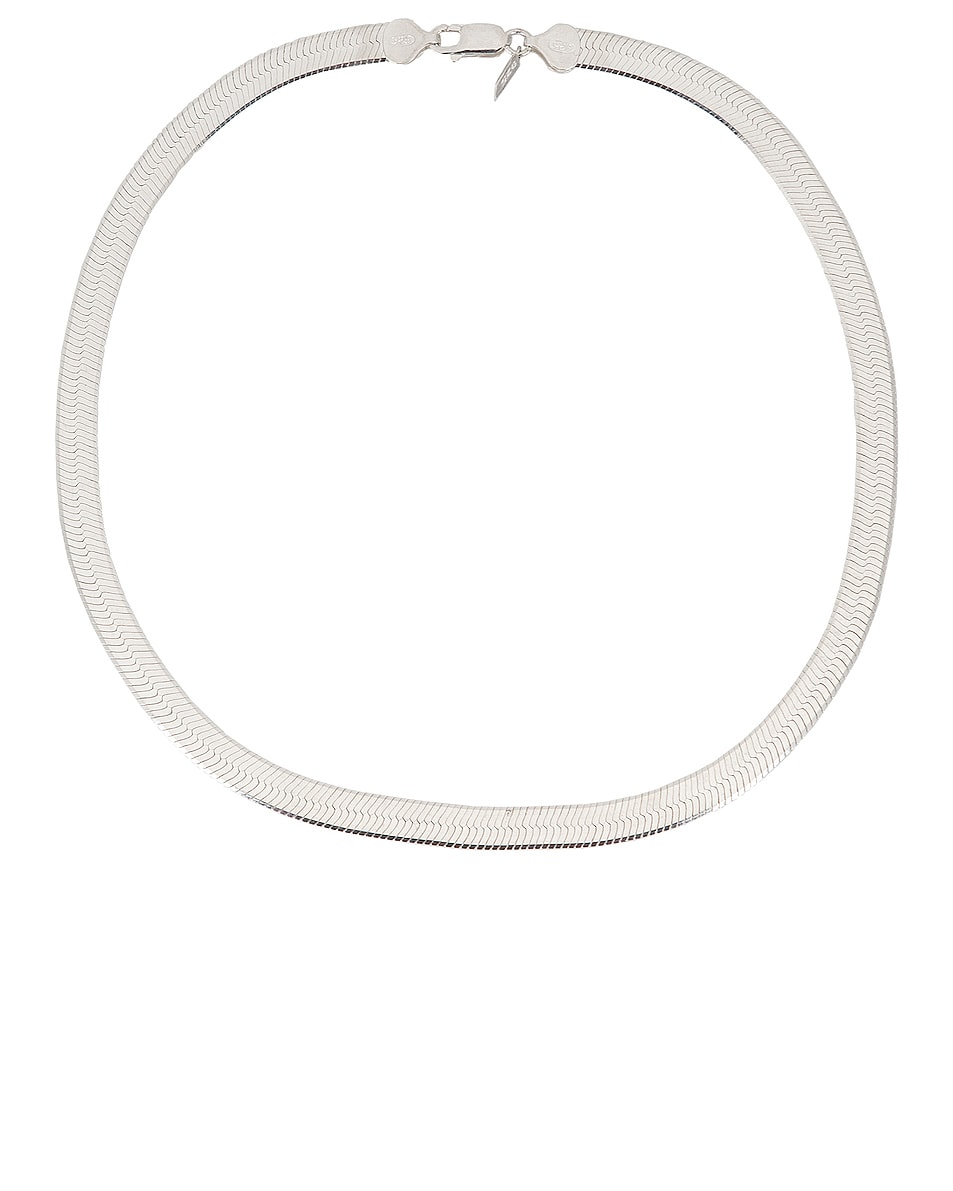 Shop Loren Stewart Xl Herringbone Necklace In Sterling Silver