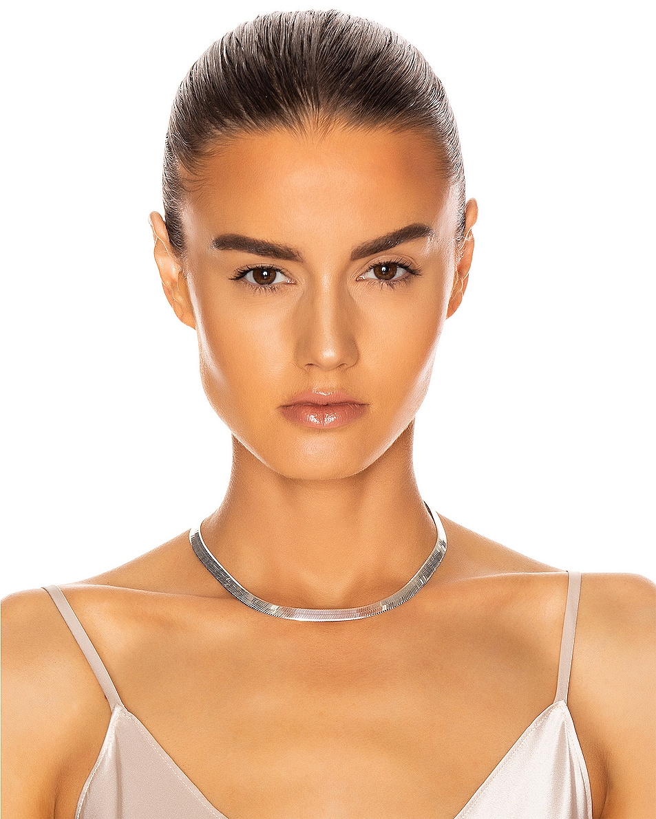 Shop Loren Stewart Xl Herringbone Necklace In Sterling Silver