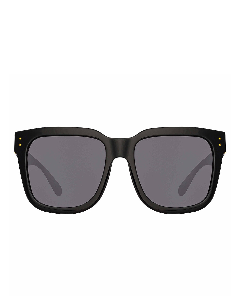 Image 1 of Linda Farrow Freya Sunglasses in Black, Yellow Gold & Grey
