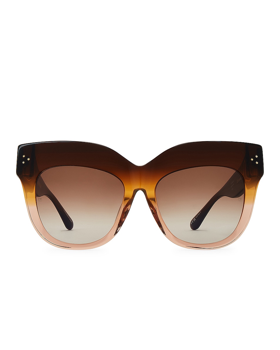 Image 1 of Linda Farrow Dunaway Cat Eye Sunglasses in Brown