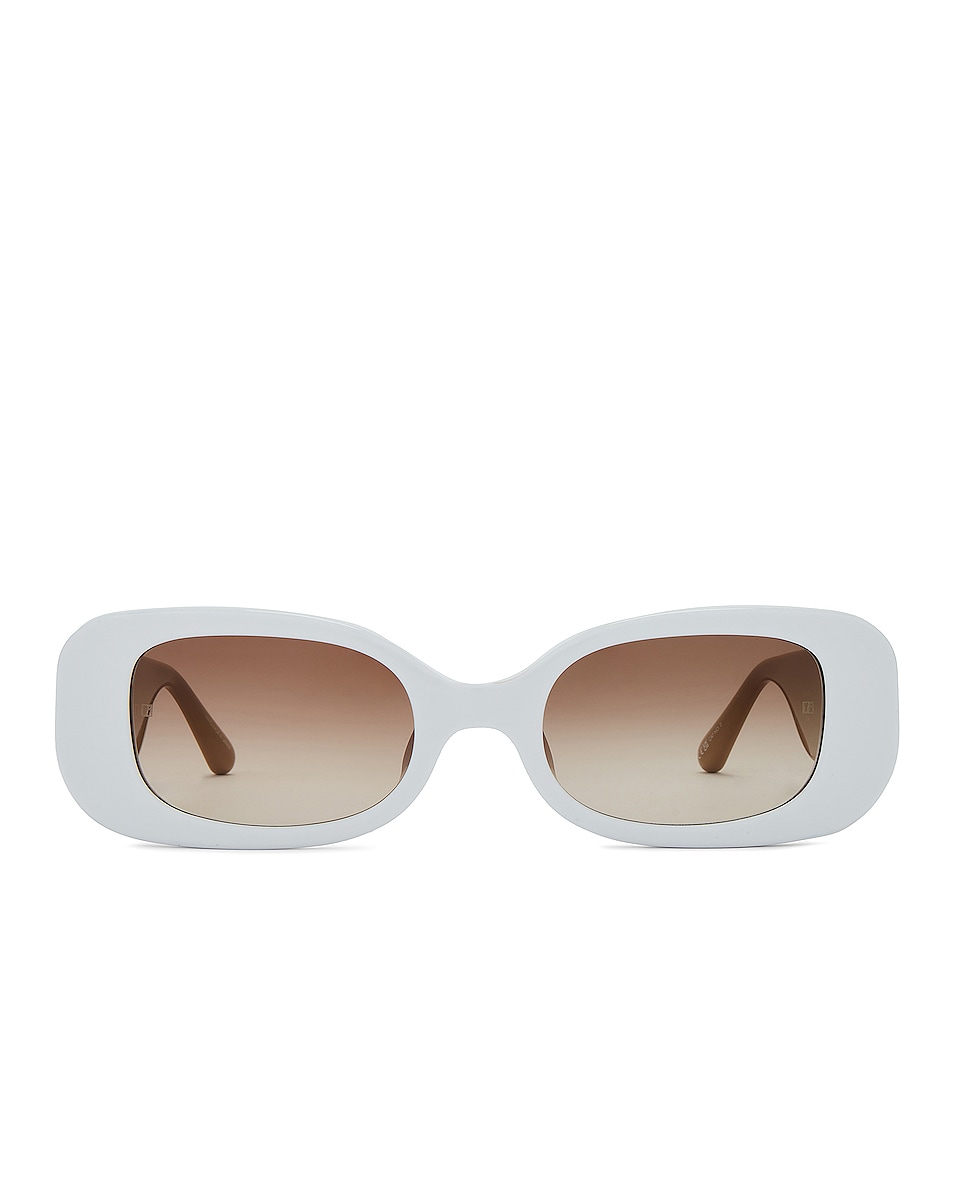 Image 1 of Linda Farrow Lola Sunglasses in White, Taupe, & Mocha Gradient