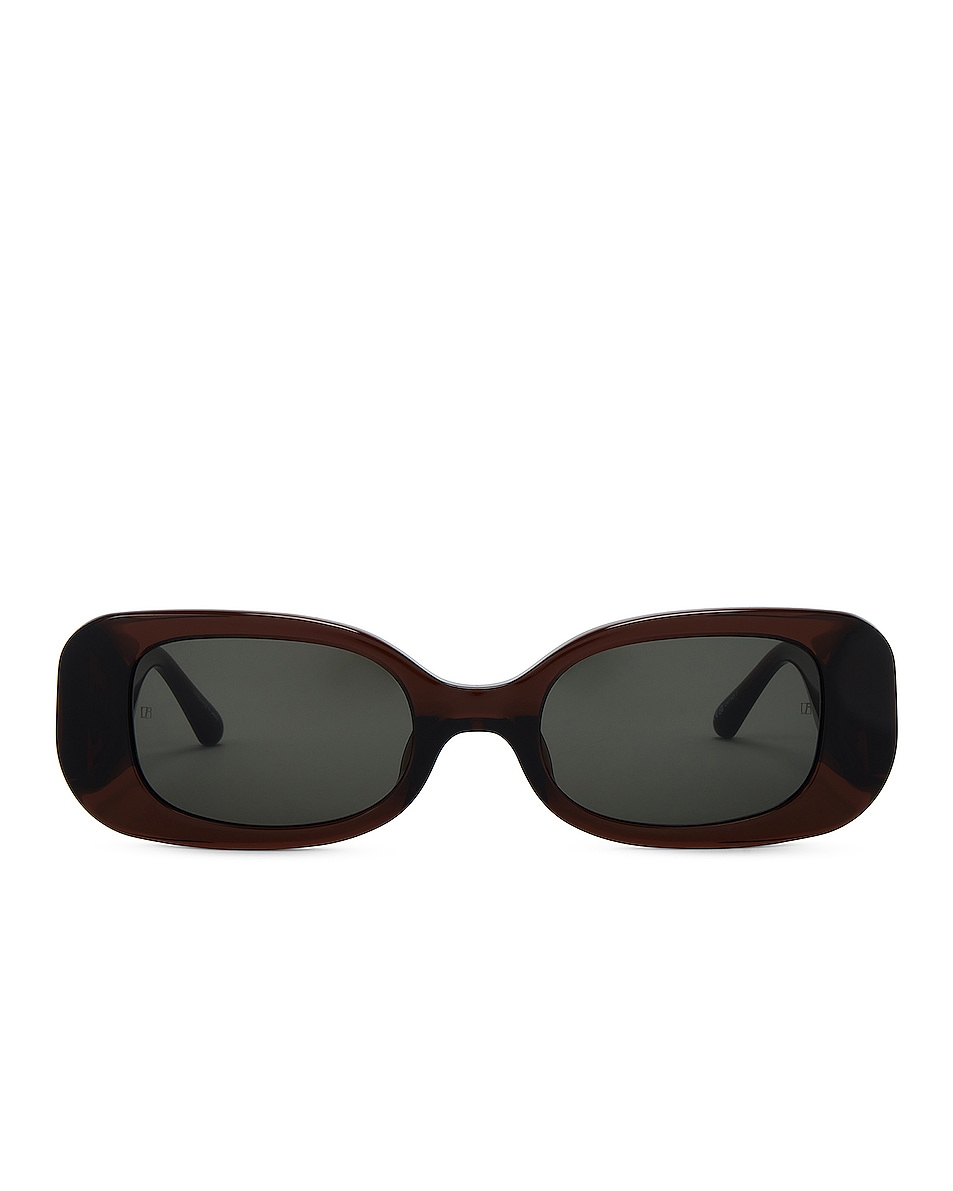 Image 1 of Linda Farrow Lola Narrow Sunglasses in Brown