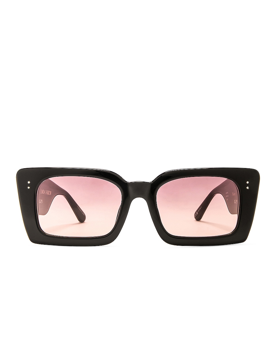 Image 1 of Linda Farrow Nieve Rectangular Sunglasses in Black