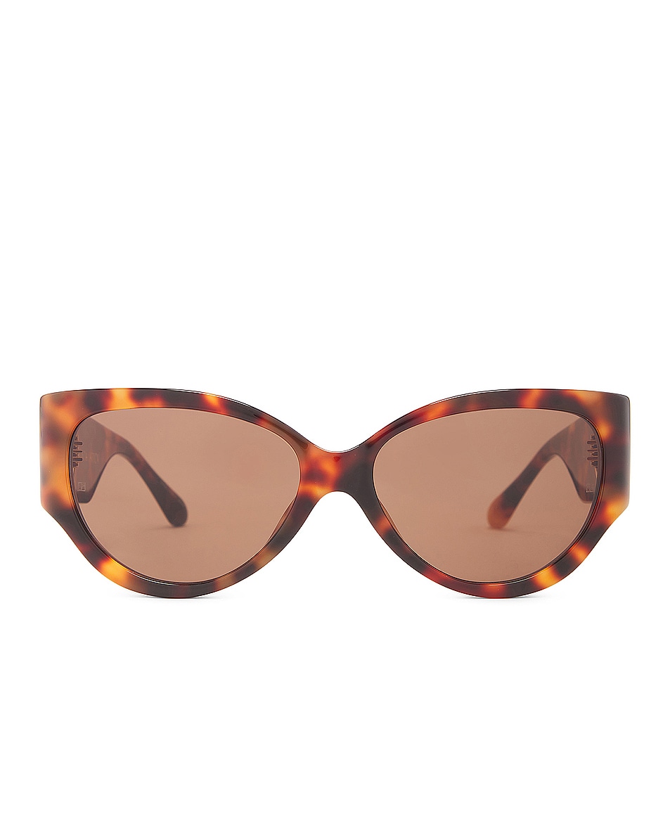 Image 1 of Linda Farrow Connie Sunglasses in T-shell, Yellow Gold, & Brown