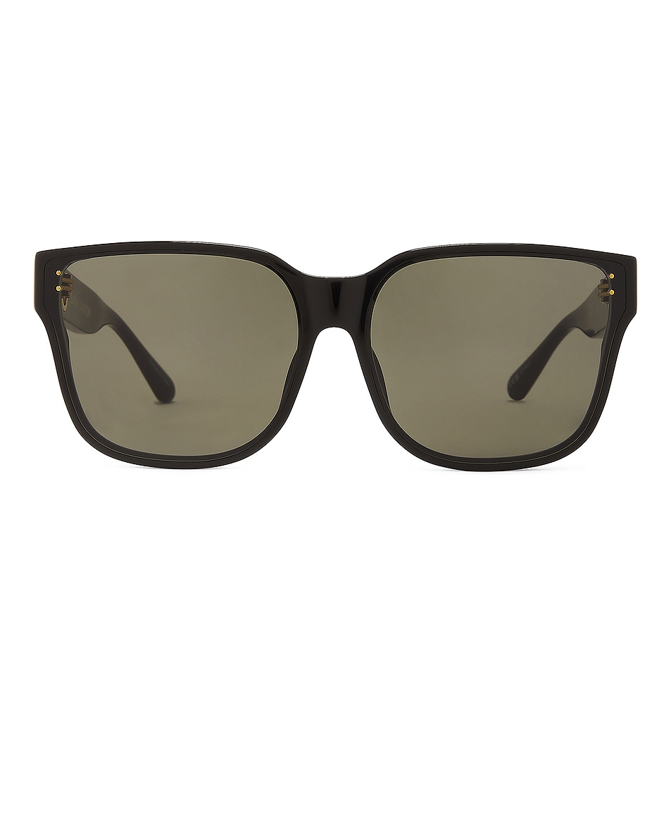 Image 1 of Linda Farrow Rui Sunglasses in Black, Yellow Gold, & Grey