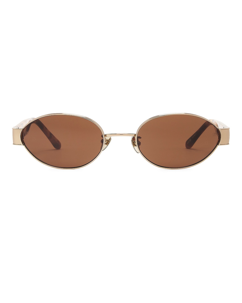 Image 1 of Linda Farrow Sadie Sunglasses in Light Gold, Tortoise Shell, & Brown