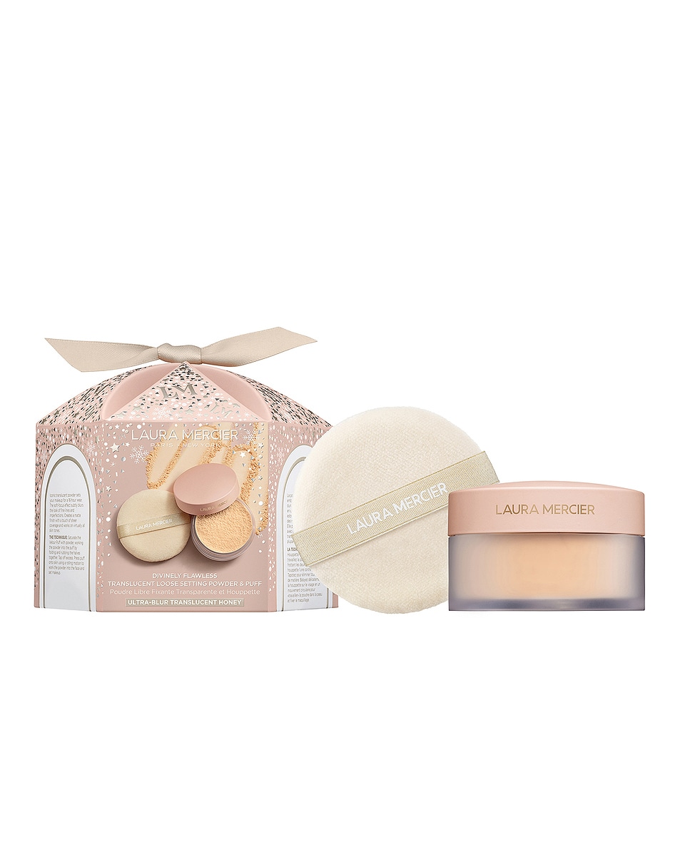 Image 1 of Laura Mercier Divinely Flawless Ultra Blur Translucent Loose Setting Powder & Puff in Honey