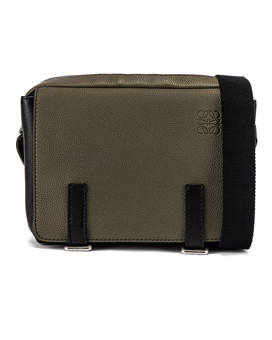 Image 1 of Loewe Military Messenger Bag in Khaki Green & Black