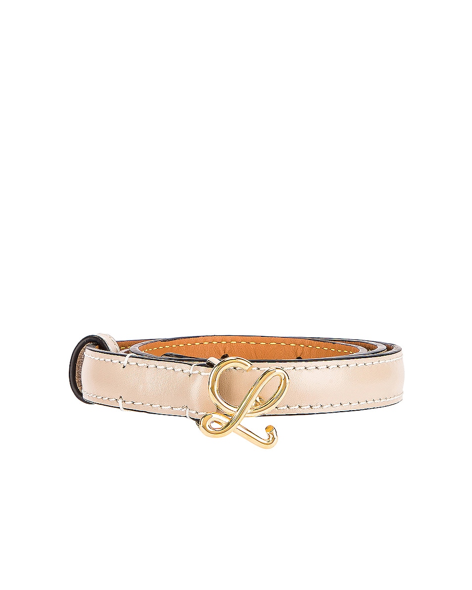Loewe L Buckle Belt in Light Oat & Gold | FWRD