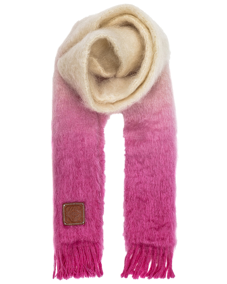 Image 1 of Loewe Dip Dyed Mohair Scarf in White & Pink