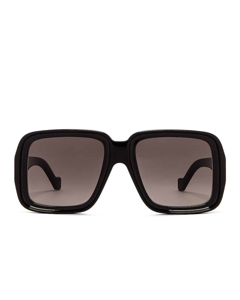 Image 1 of Loewe Square Acetate Sunglasses in Shiny Black & Gradient Smoke