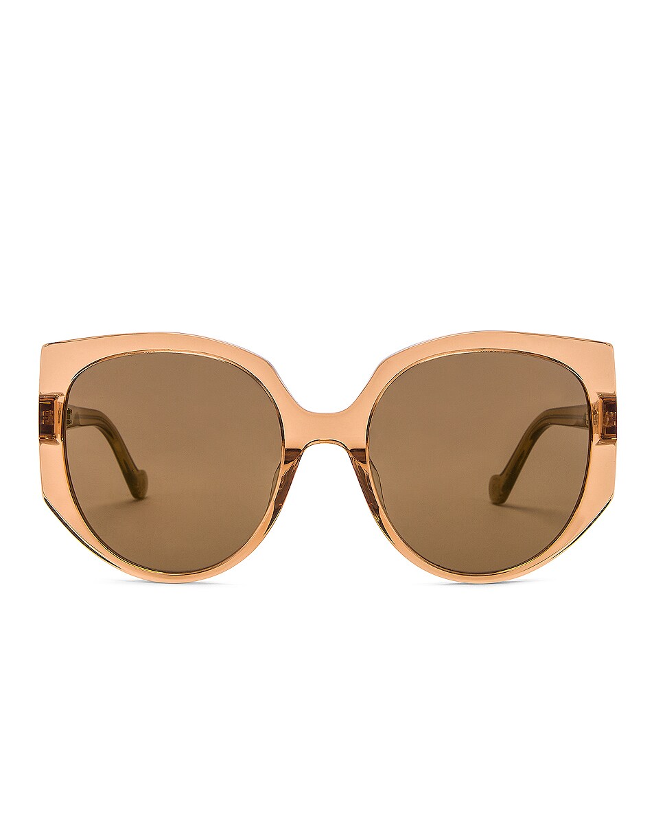 Image 1 of Loewe Thin Acetate Sunglasses in Shiny Light Brown & Brown Mirror