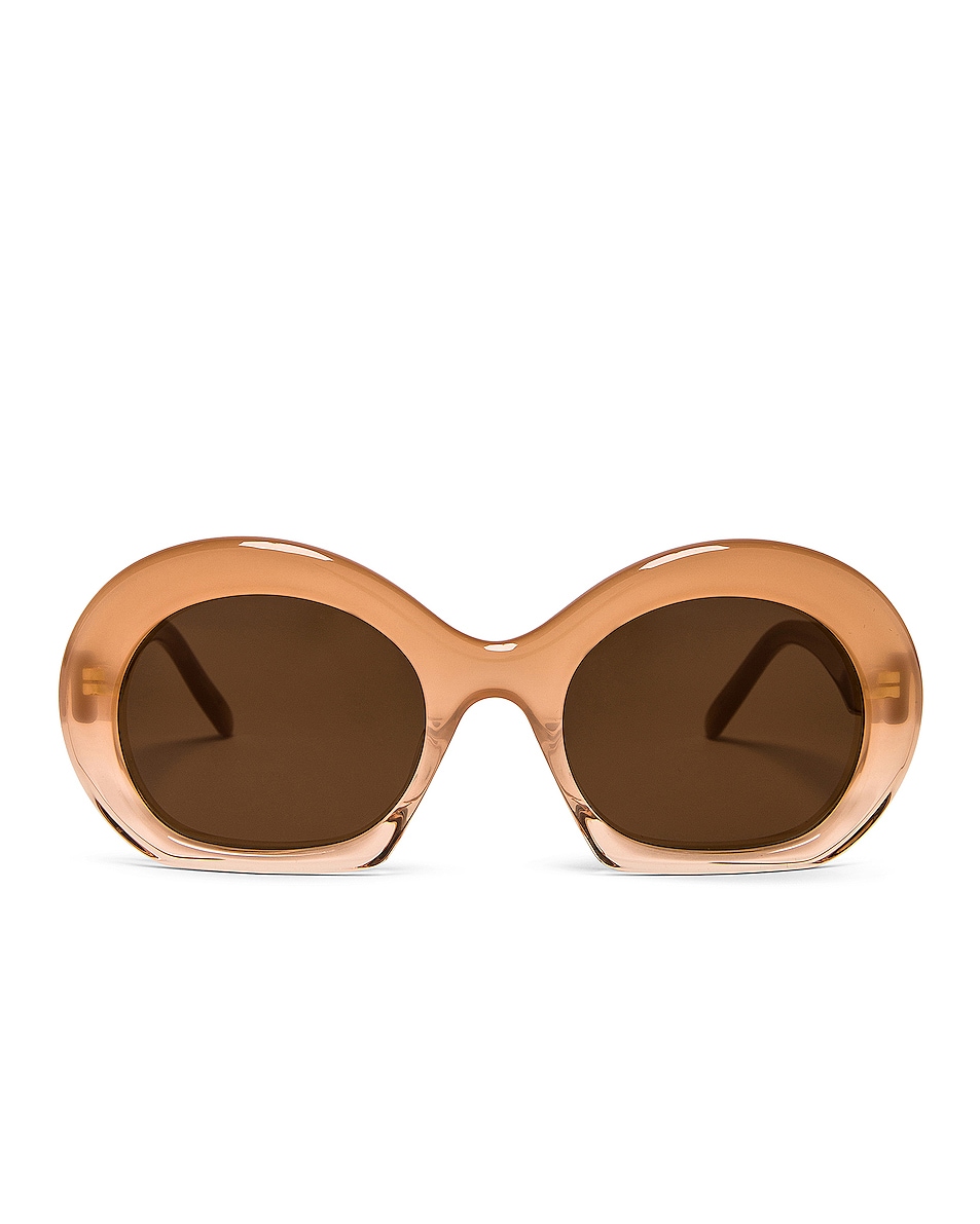 Image 1 of Loewe Large Round Sunglasses in Shiny Pink & Brown