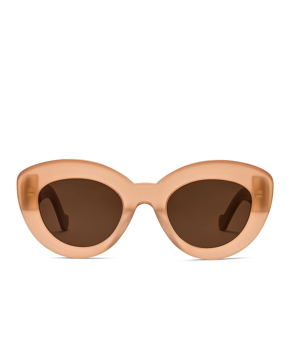 Image 1 of Loewe Round Cat Eye Sunglasses in Shiny Pink & Brown