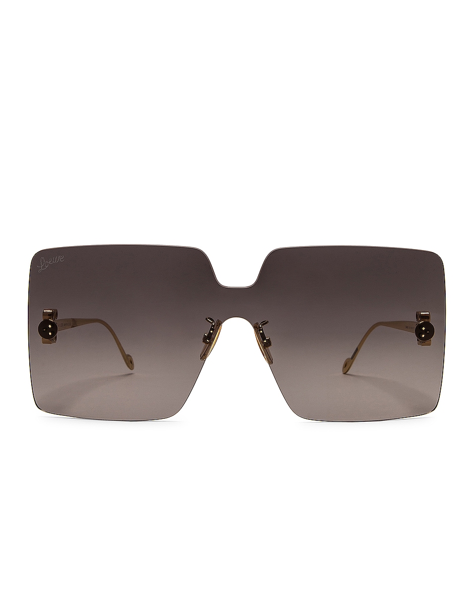 Image 1 of Loewe Rectangle Shield Sunglasses in Shiny Endura Gold & Gradient Smoke