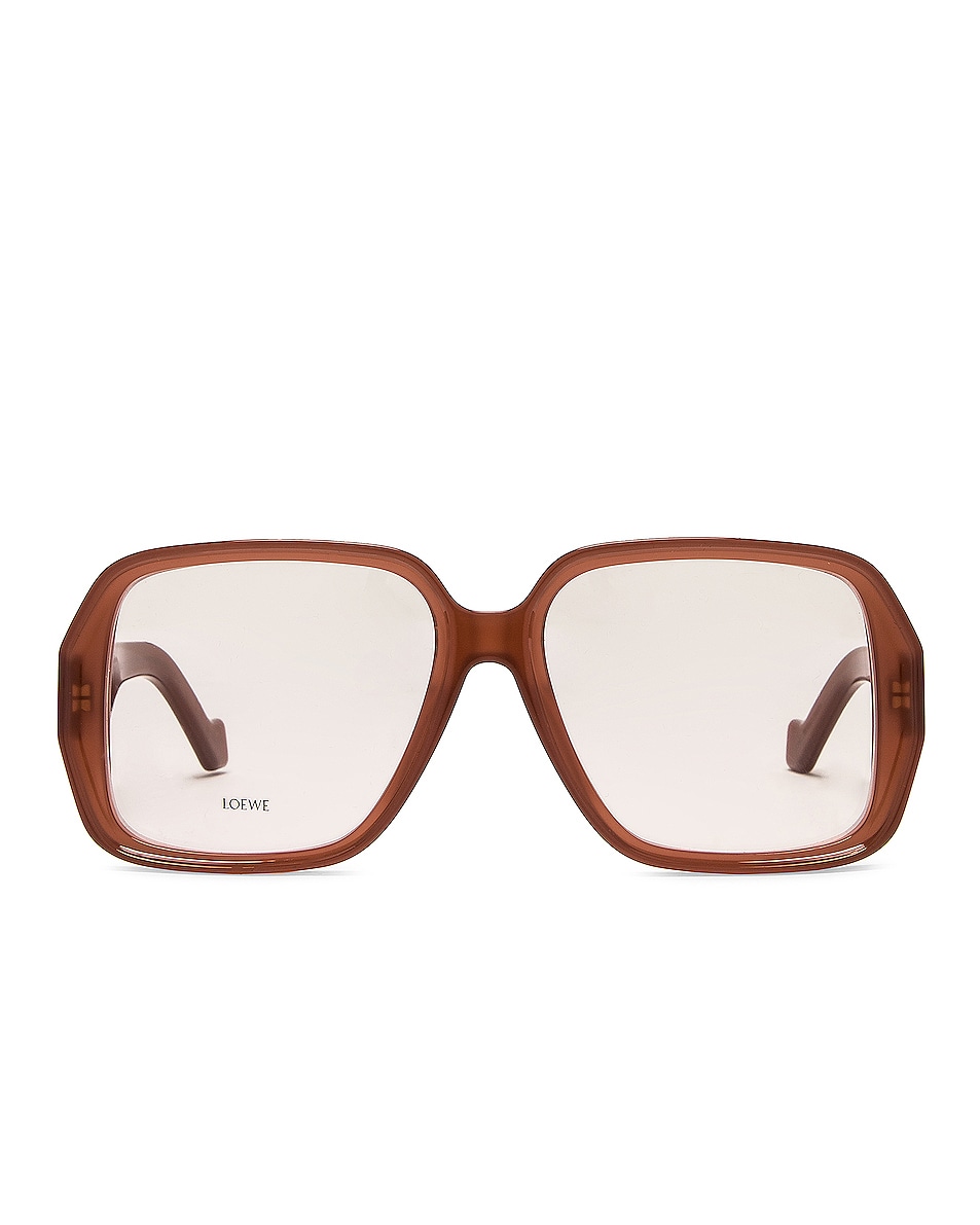 Image 1 of Loewe Large Square Eyeglasses in Shiny Dark Brown