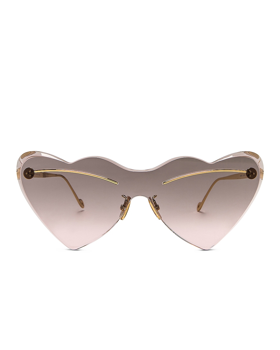 Image 1 of Loewe Paula's Ibiza Heart Sunglasses in Shiny Endura Gold & Gradient Smoke