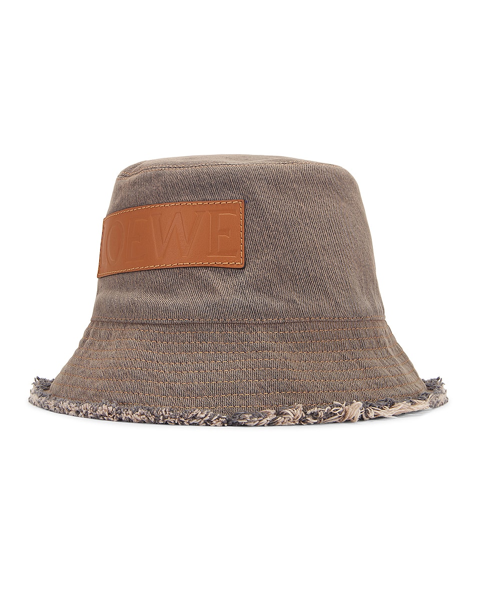 Image 1 of Loewe Frayed Bucket Hat in Brown