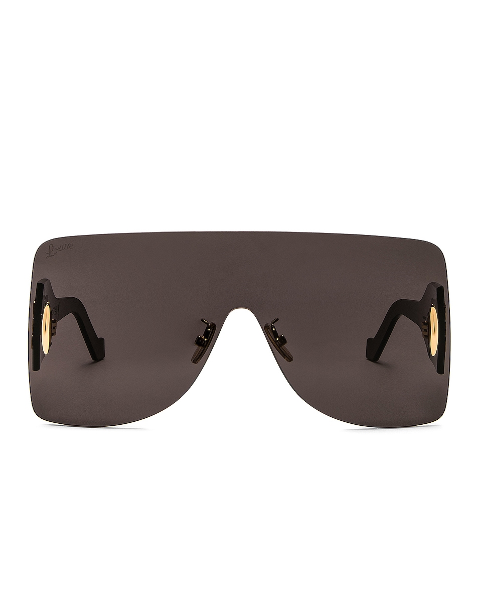 Image 1 of Loewe Anagram Mask Sunglasses in Shiny Black & Smoke