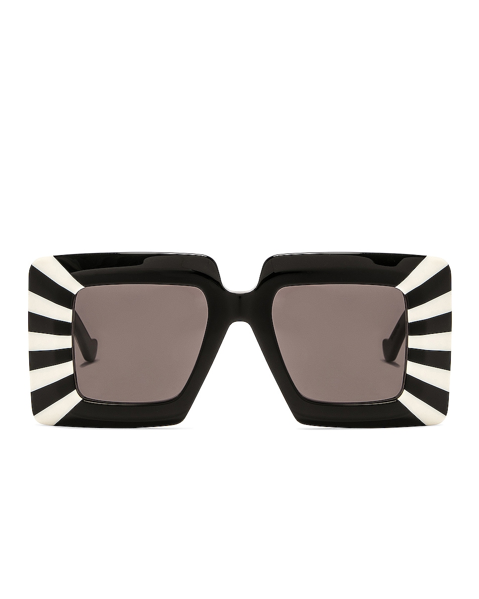 Image 1 of Loewe Chunky Anagram Square Sunglasses in Shiny Black & Smoke