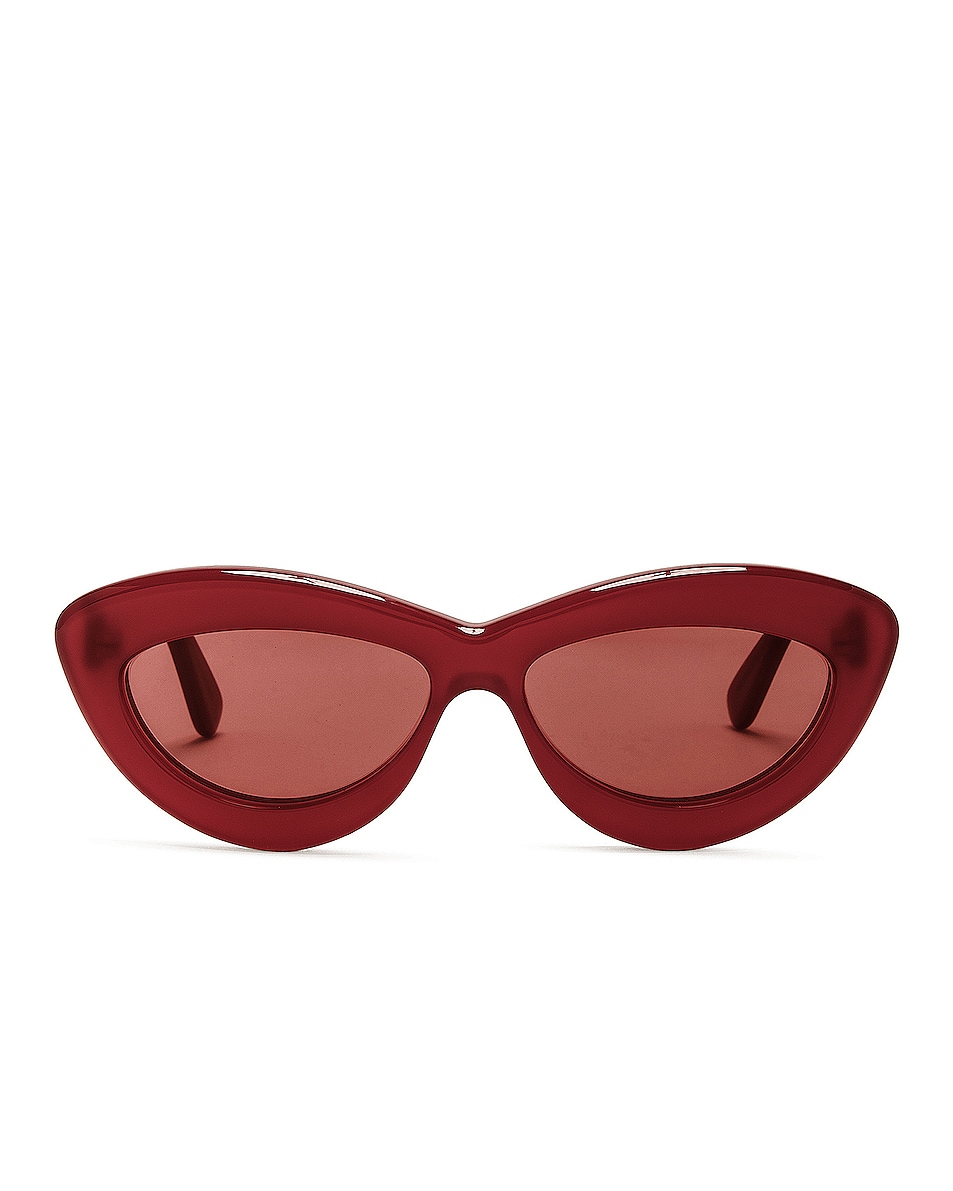 Image 1 of Loewe Curvy Cat Eye Sunglasses in Shiny Milky Cherry & Dark Pink