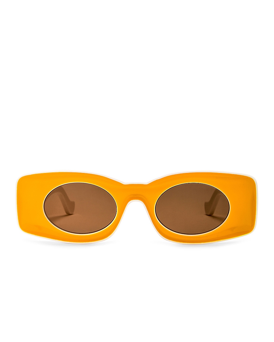 Image 1 of Loewe Paula's Ibiza Rectangle Sunglasses in Shinny Sunny Yellow