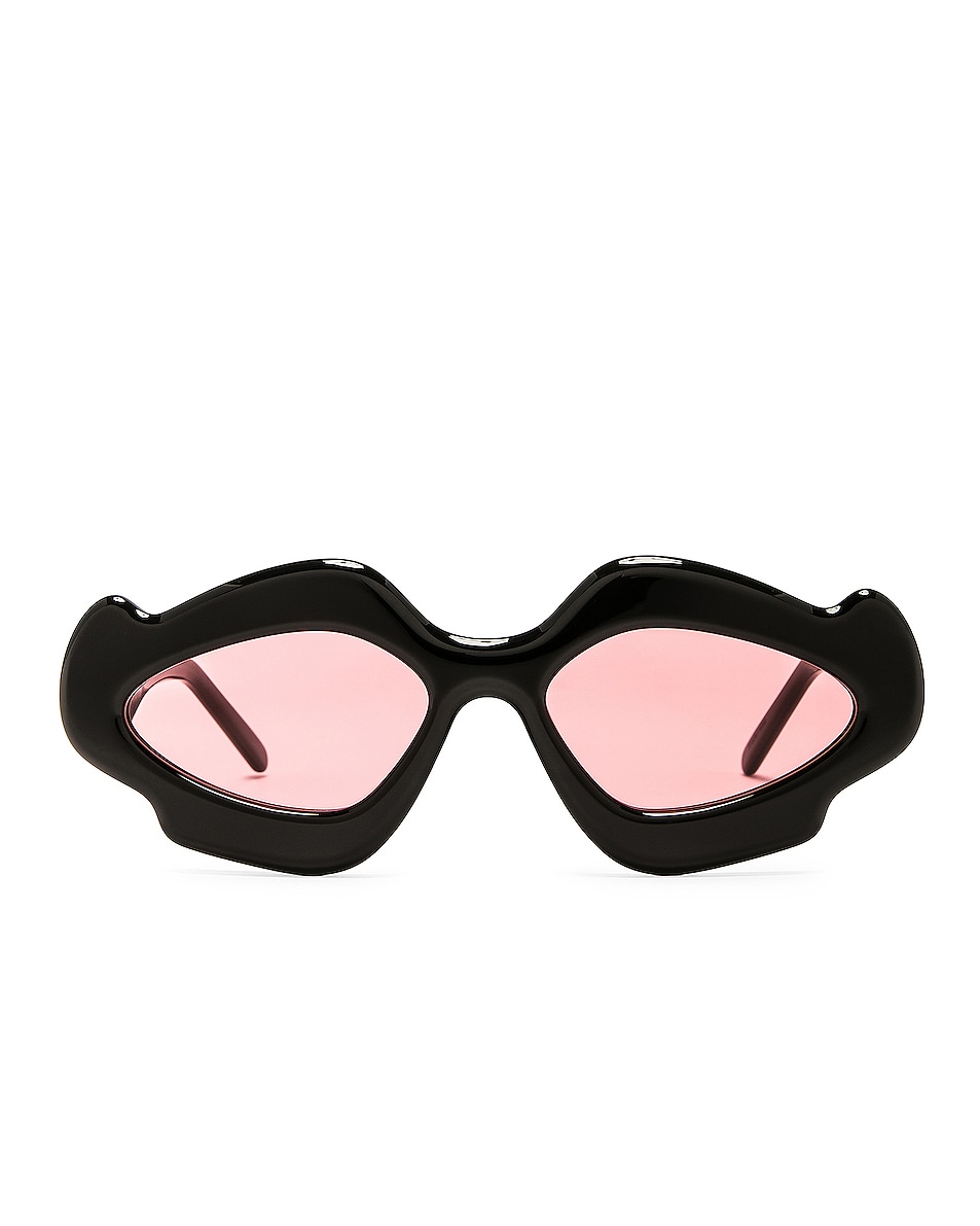 Image 1 of Loewe Paula's Ibiza Oval Sunglasses in Shiny Black